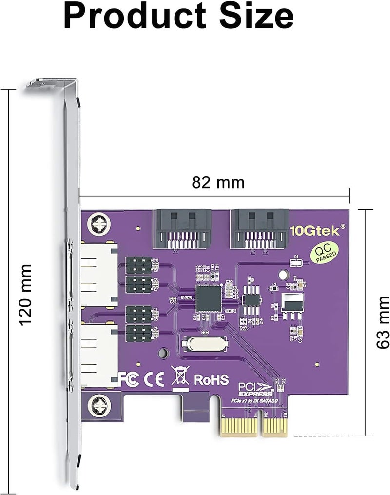 ipolex 2 Port eSATA3.0 or 2 Port SATA3.0 Non-Raid Controller Card, X1, with 2 SATA Cable, Support SSD and HDD - Image 3